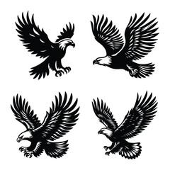 Eagle bird set bundle vector silhouette illustration isolated on a white background