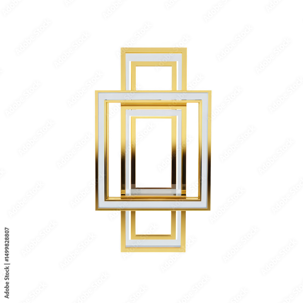 Aufkleber geometric design featuring interlocking gold and silver rectangles creates modern and elegant abstra