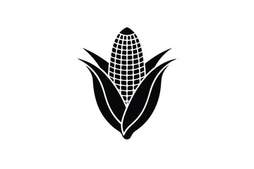 Black silhouette of corn on the cob with husk