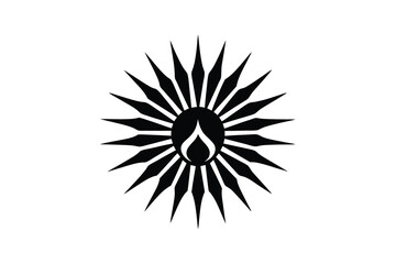 Abstract black sun silhouette design element