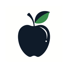 Stylized apple illustration with a green leaf depicting healthy eating and fresh produce