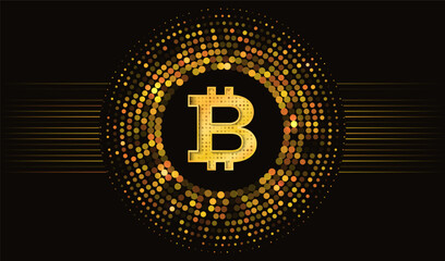 Digital technology gold dark background concept with light effect. Ai abstract technology circle backdrop for graphic design. Big data learning digital technology design. Glowing neon sphere