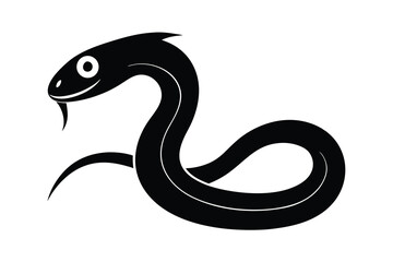 Happy black snake silhouette cartoon illustration