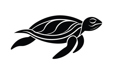 Elegant black silhouette of a sea turtle design