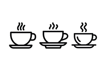 Fototapeta premium Black outline icon of a tea cup with simple lines and white background