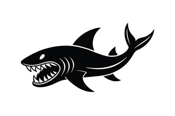 Aggressive shark silhouette ocean predator marine life
