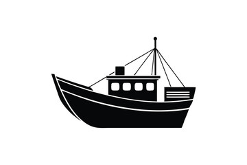 Fishing boat silhouette icon maritime vessel design