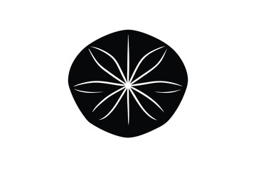 Black sand dollar silhouette beach ocean summer design