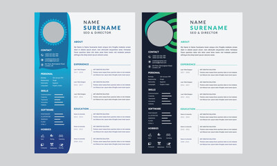 Corporate and professional resume curriculum template design