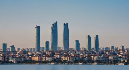 Fototapeta premium Abstract Linear Interpretation of Folkart Towers Skyline