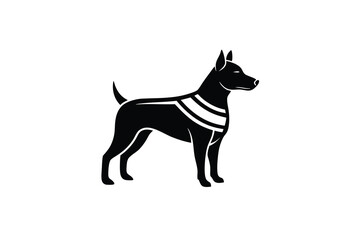 Black dog silhouette standing profile canine breed