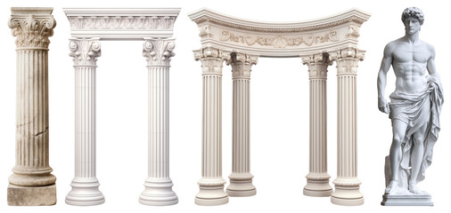Obraz premium PNG Classical architecture pillars sculpture, element set on transparent background