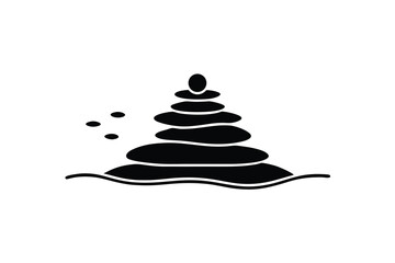 Serene stacked stones beach silhouette peaceful zen