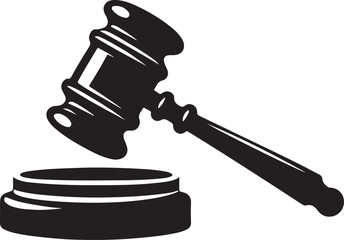 judge hammer silhouette vector illustration. justice gavel silhouette vector
