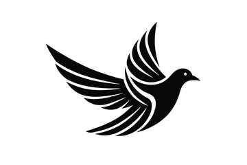 Elegant black silhouette of a dove in flight
