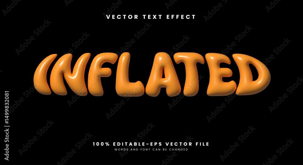 Poster 3d inflated style editable text effect template
