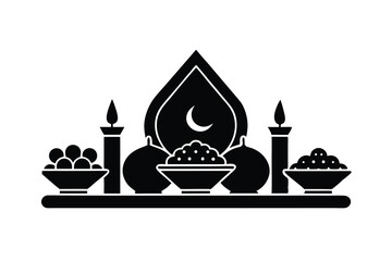 Eid mubarak celebration silhouette festive sweets candles
