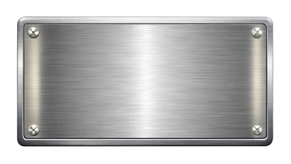 silver shiny blank metal nameplate isolated on transparent white background, clipping path