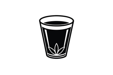 Refreshing herbal tea drink in glass silhouette