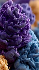 Abstract Flowing Shapes in Purple, Blue, and Beige: Artistic Rendering of Dynamic Textures and Organic Forms.