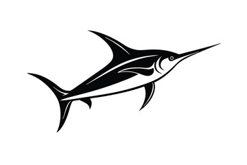 Striking silhouette of a swordfish ocean predator