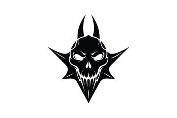 Aggressive devil skull silhouette star design graphic