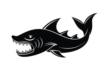 Aggressive shark silhouette ocean predator marine life