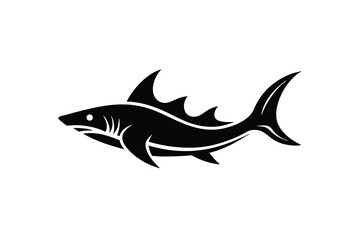 Powerful shark silhouette ocean predator marine life