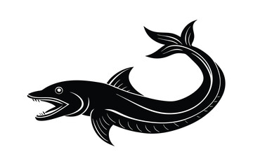 Stylized black silhouette of a fish aquatic animal design