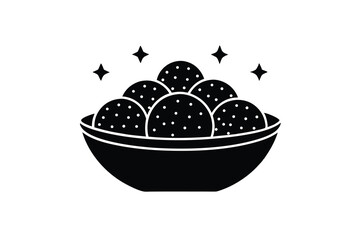 Delicious sweet treats in a bowl silhouette