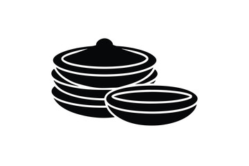 Stacked bowls and a single bowl silhouette illustration