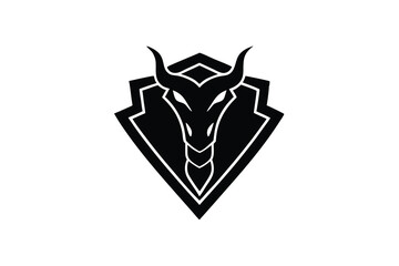 Black dragon silhouette logo design powerful emblem