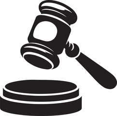 judge hammer silhouette vector illustration. justice gavel silhouette vector
