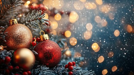 Christmas and New Year festive decorations and holiday backdrop 