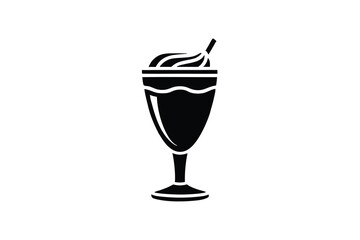 Delicious ice cream sundae dessert silhouette drink