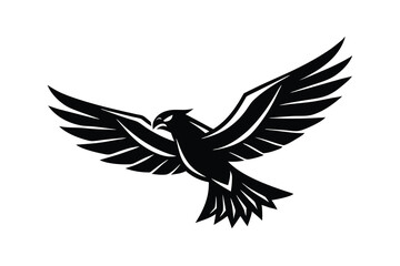 Majestic black eagle silhouette in flight powerful wings