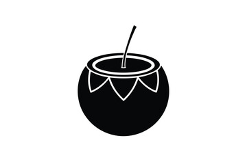 Refreshing coconut drink silhouette tropical summer beverage