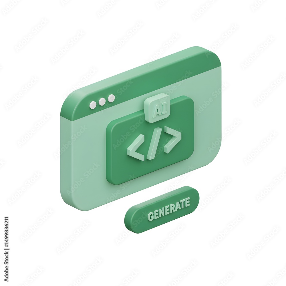 Fototapete 3d rendering of a green interface with an \
