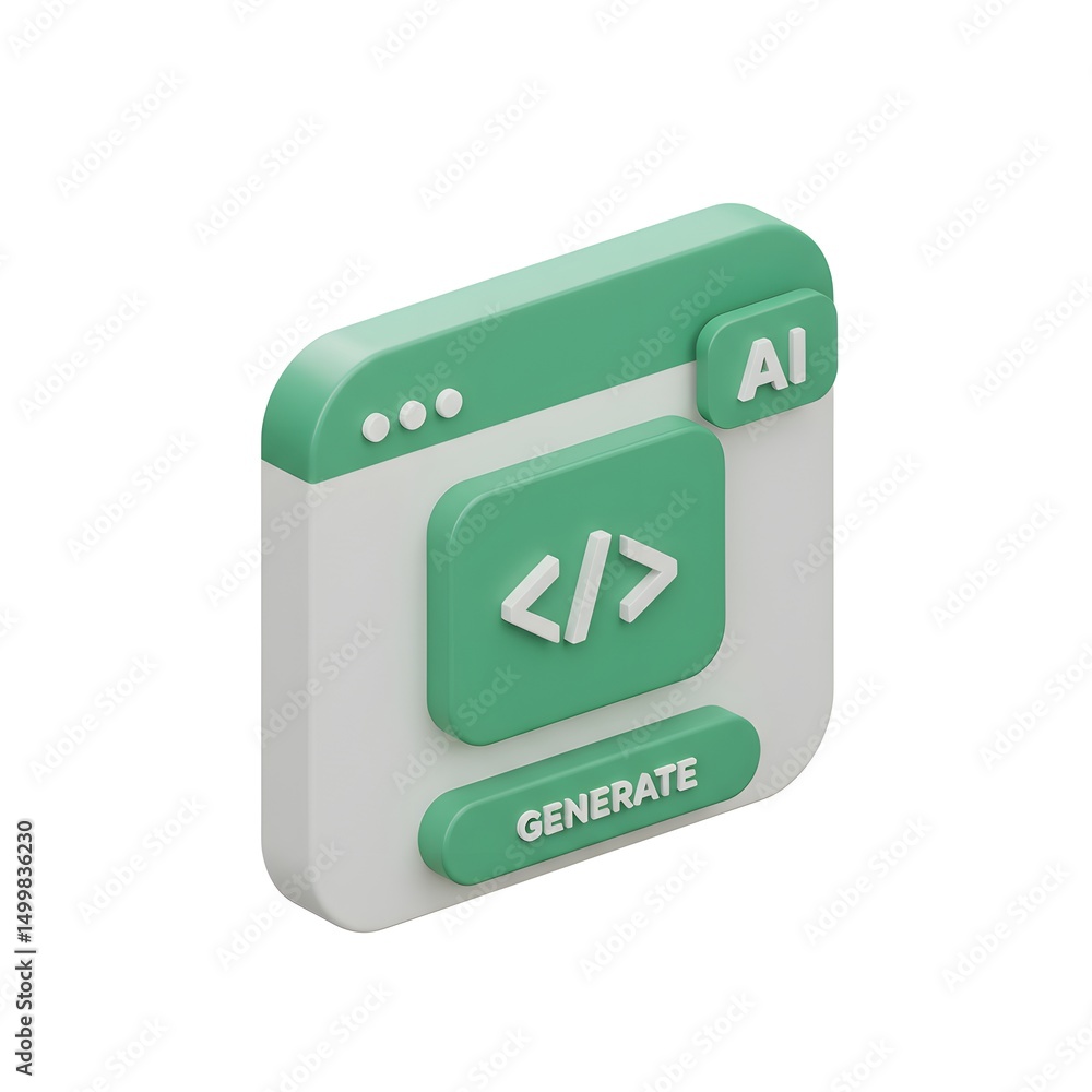 Aufkleber 3d rendering of a green interface with an \