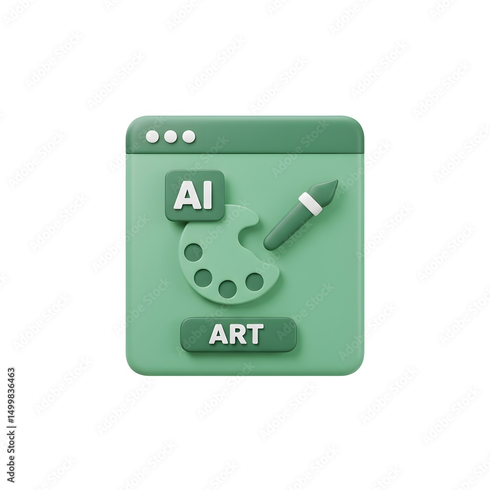 Aufkleber 3d icon representing a design interface with a speech bubble displaying \