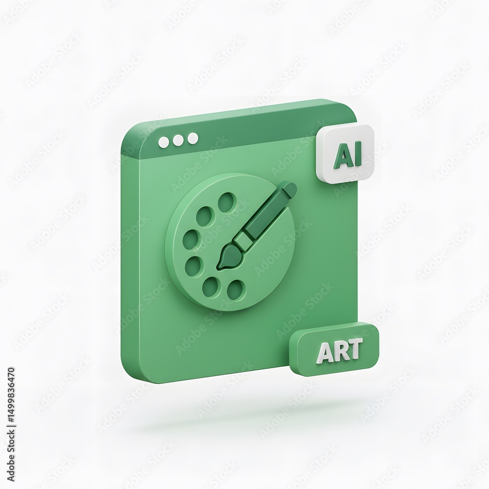 Aufkleber 3d icon representing a design interface with a speech bubble displaying \