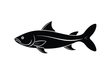 Black silhouette of a fish aquatic animal design