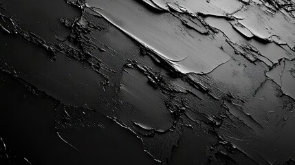 Close-up of an abstract black oil painting texture.