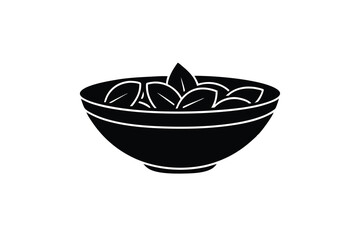 Simple silhouette of a bowl of fresh salad greens