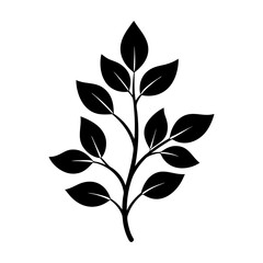 Stem And Leaf Silhouette vector illustration