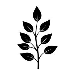 Stem And Leaf Silhouette vector illustration