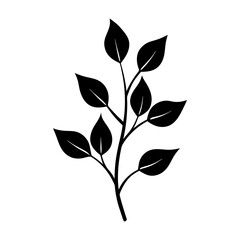 Stem And Leaf Silhouette vector illustration