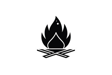 Campfire silhouette black and white icon design