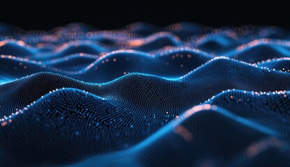 Abstract digital landscape of swirling, glowing points