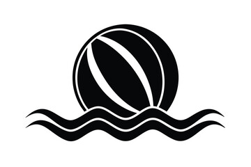 Beach ball silhouette floating on ocean waves summer fun